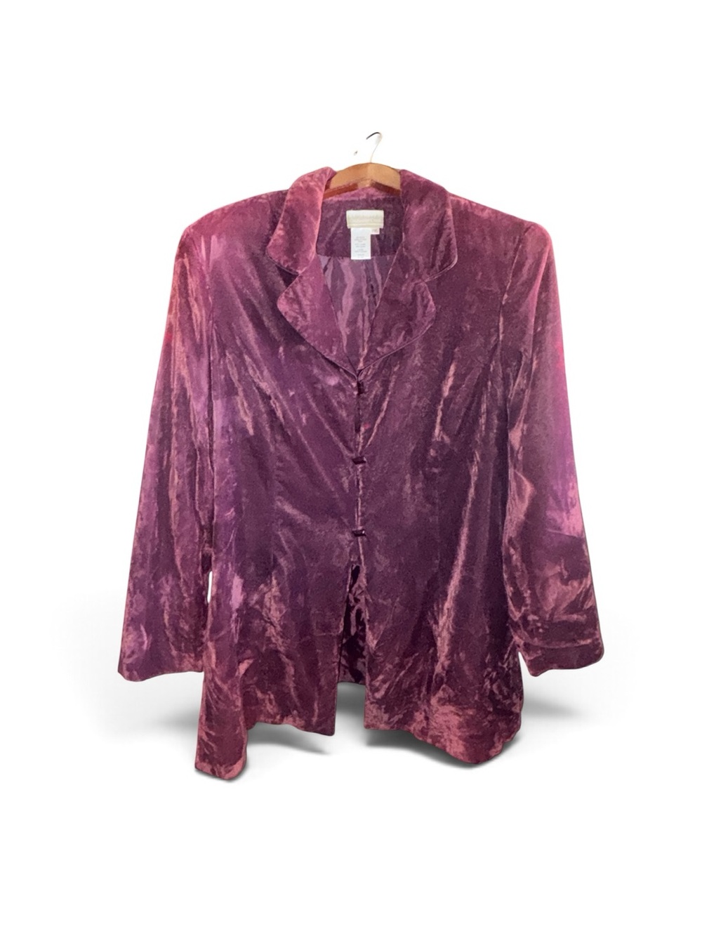 Coldwater Creek Velvet Burnout Blazer in Plum Eggplant Size Petite XL Jacket